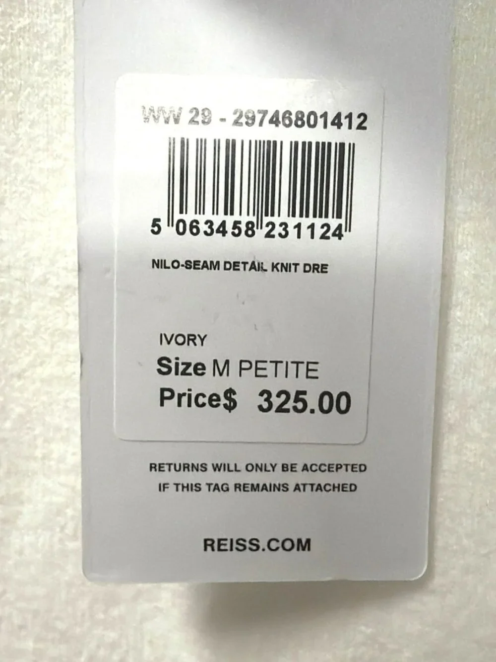 New Reiss Nilo Knitted Midi Dress in Ivory Medium Petite - Picture 10 of 11